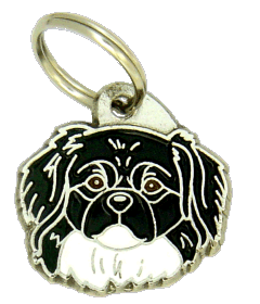 Spaniel tibetano preto e branco <br> (placa de identificação para cães, Gravado incluído)
